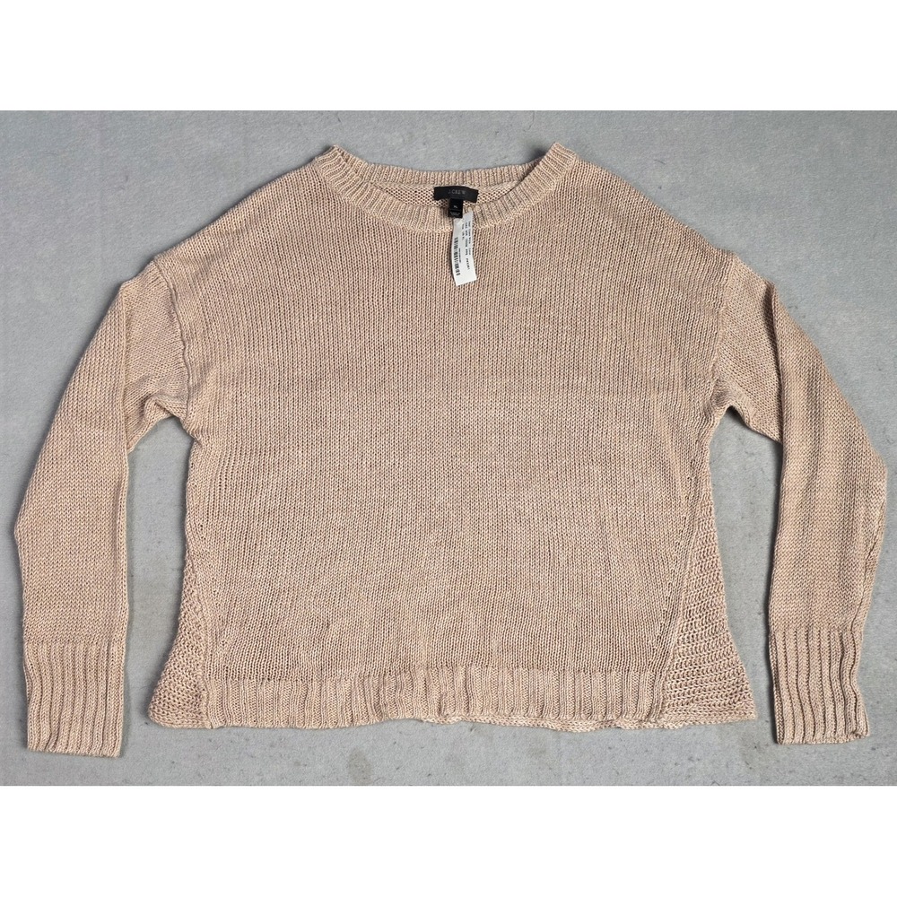 NWT Women's J Crew Linen Knit Sweater XL Crewneck Long Sleeve